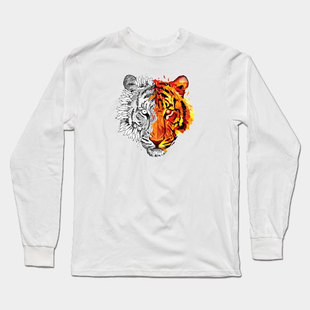 GeoSketch Tiger Long Sleeve T-Shirt by pxl_g